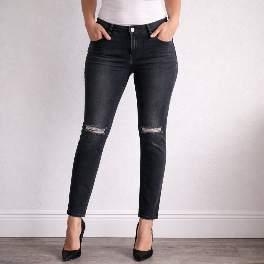 Current/Elliott Black Distressed Skinny Jeans Sz.29